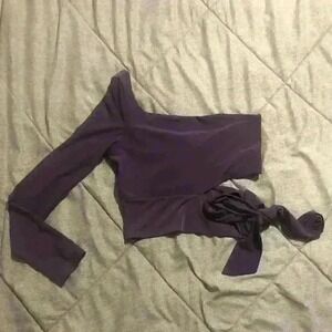 BETTER BE Boutique Brand Purple One Sleeve Crop Top With Side Tie Size Medium